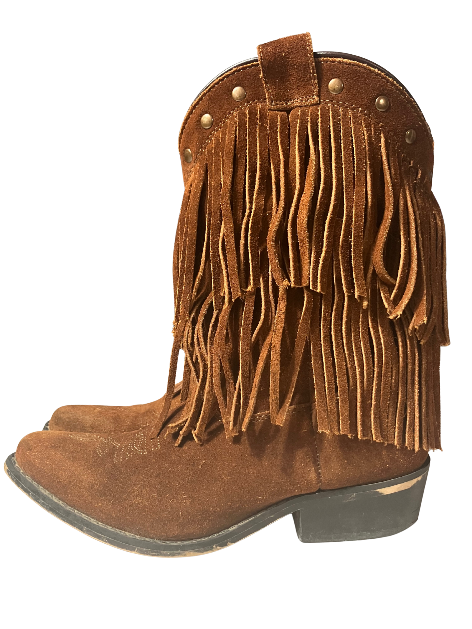 Shyanne Brown Fringe Western Boots - Size 2 Leather Cowboy Boots
