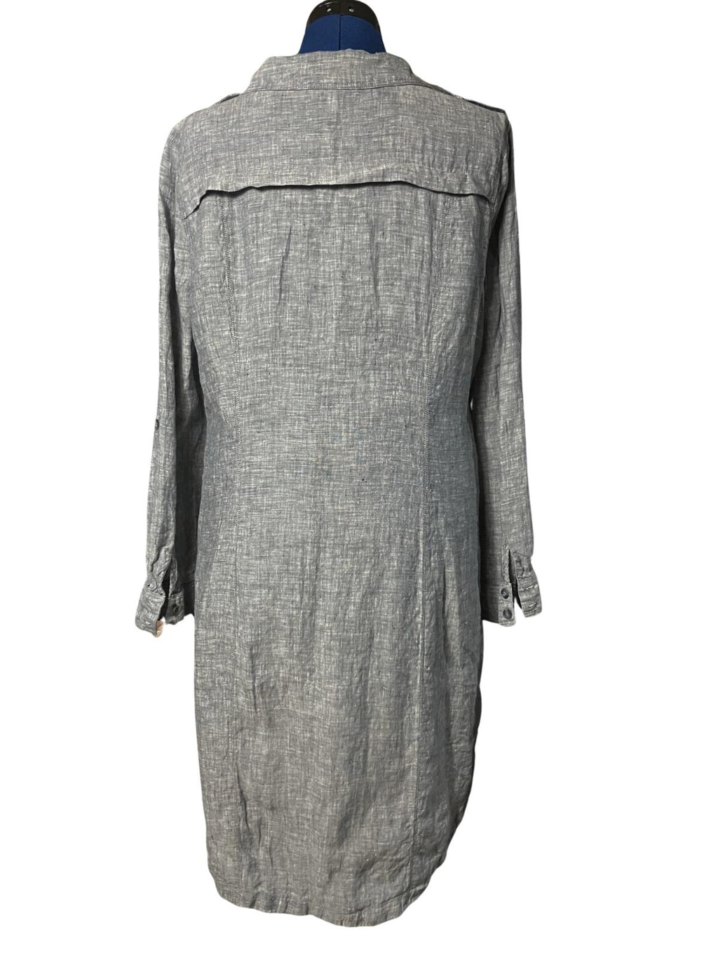 INC International Concepts — Shirtdress | Heather gray-blue linen, convertible sleeves · Sz 16