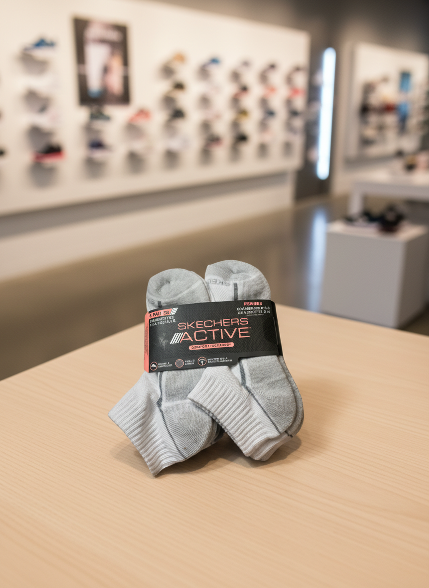 Skechers Active Women's Quarter Crew Socks 6-Pack – Gray Cushioned Arch Support