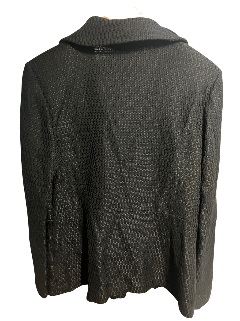 St. John Black Knit Blazer Jacket Gold Button Detail Size 14