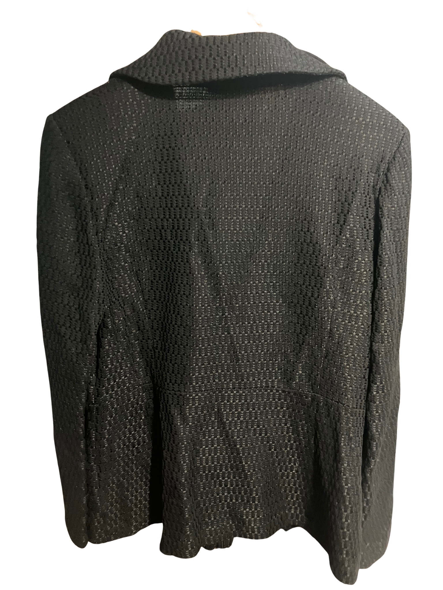 St. John Black Knit Blazer Jacket Gold Button Detail Size 14