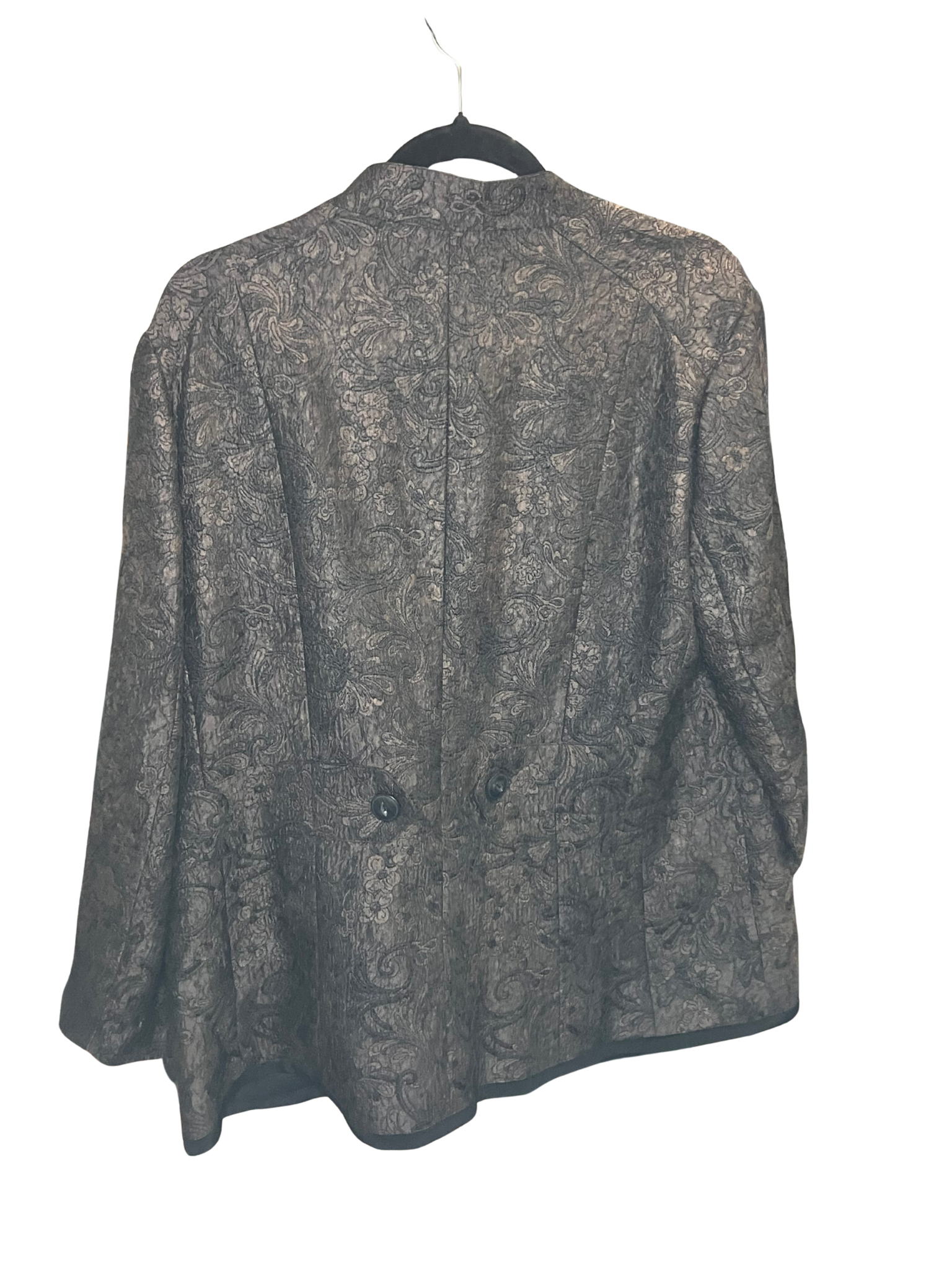 Coldwater Creek Brocade Jacquard Open Front Jacket Women’s 18W Black Metallic