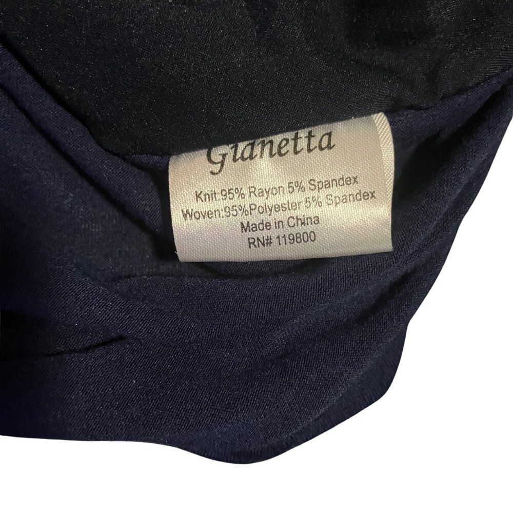 Gianetta Navy Blue Draped Front Long Sleeve Blouse Women's M