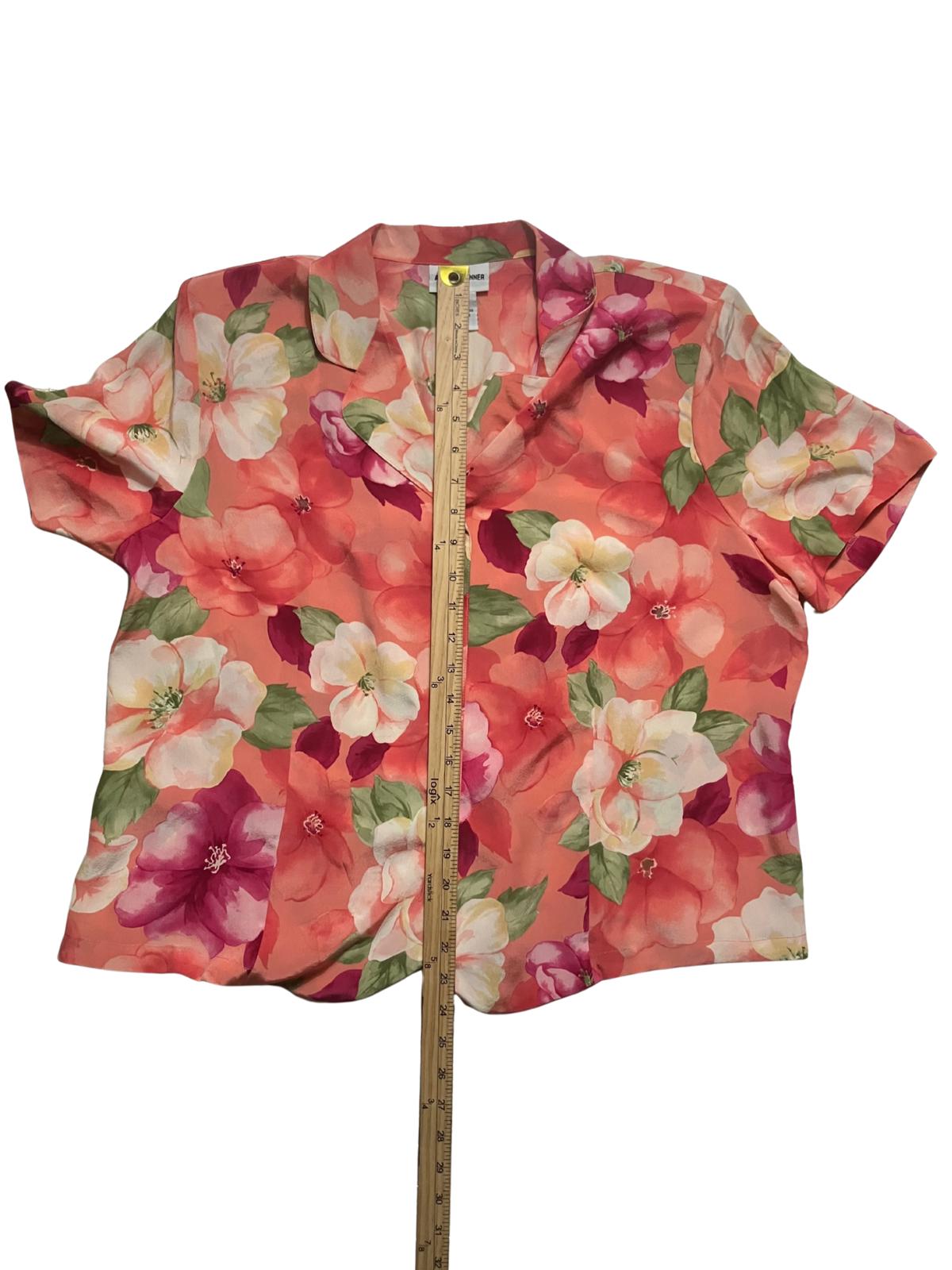 Alfred Dunner Women's Floral Short Sleeve Button-Up Shirt