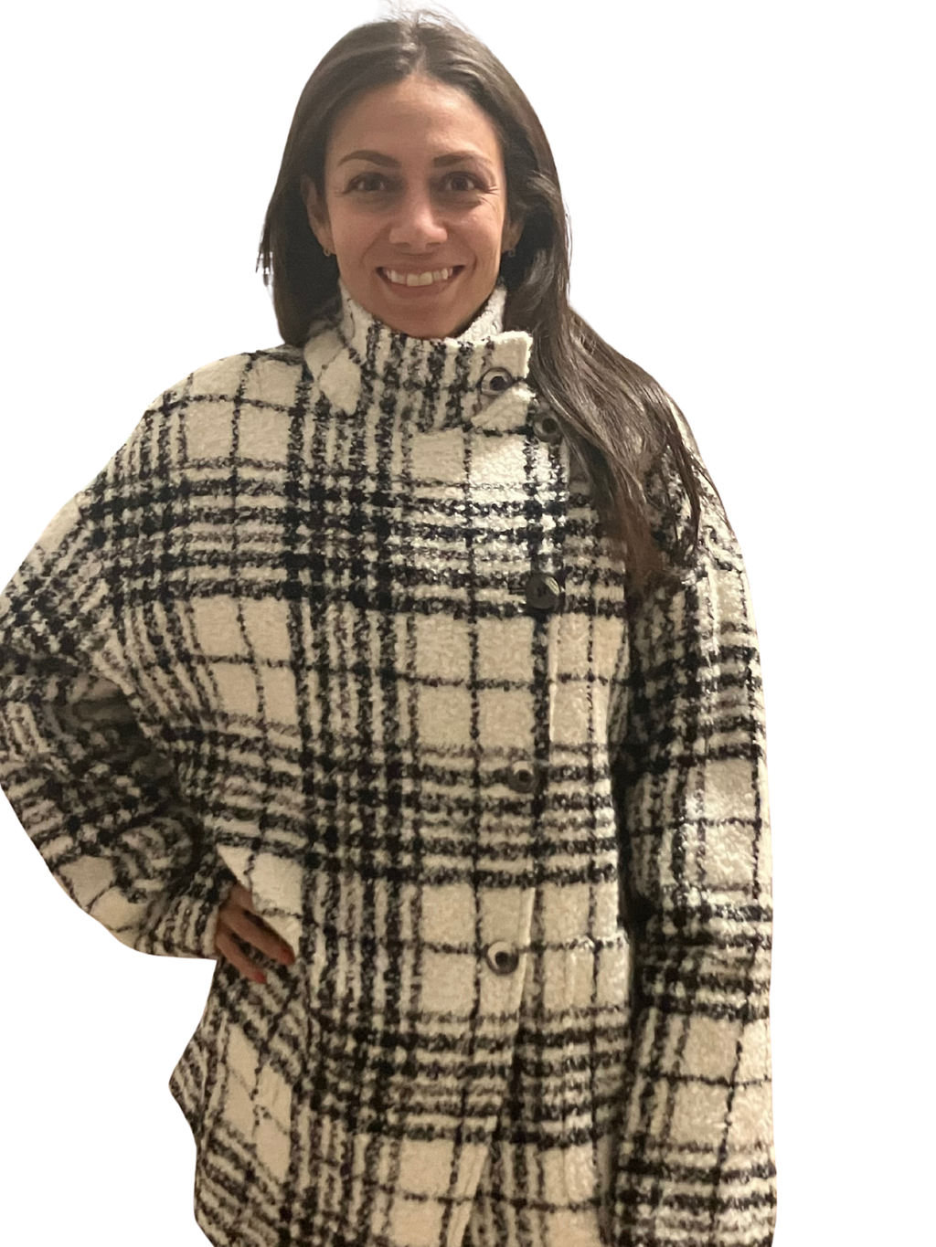 Peruvian Connection Elliott Coat Boucle Plaid Alpaca Wool Blend Size L NWT