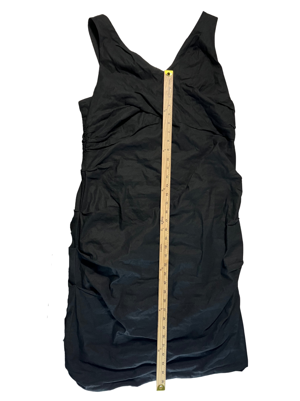 Eileen Fisher Black Sleeveless Wrap Dress Size 18 V-Neck Midi Italian Fabric