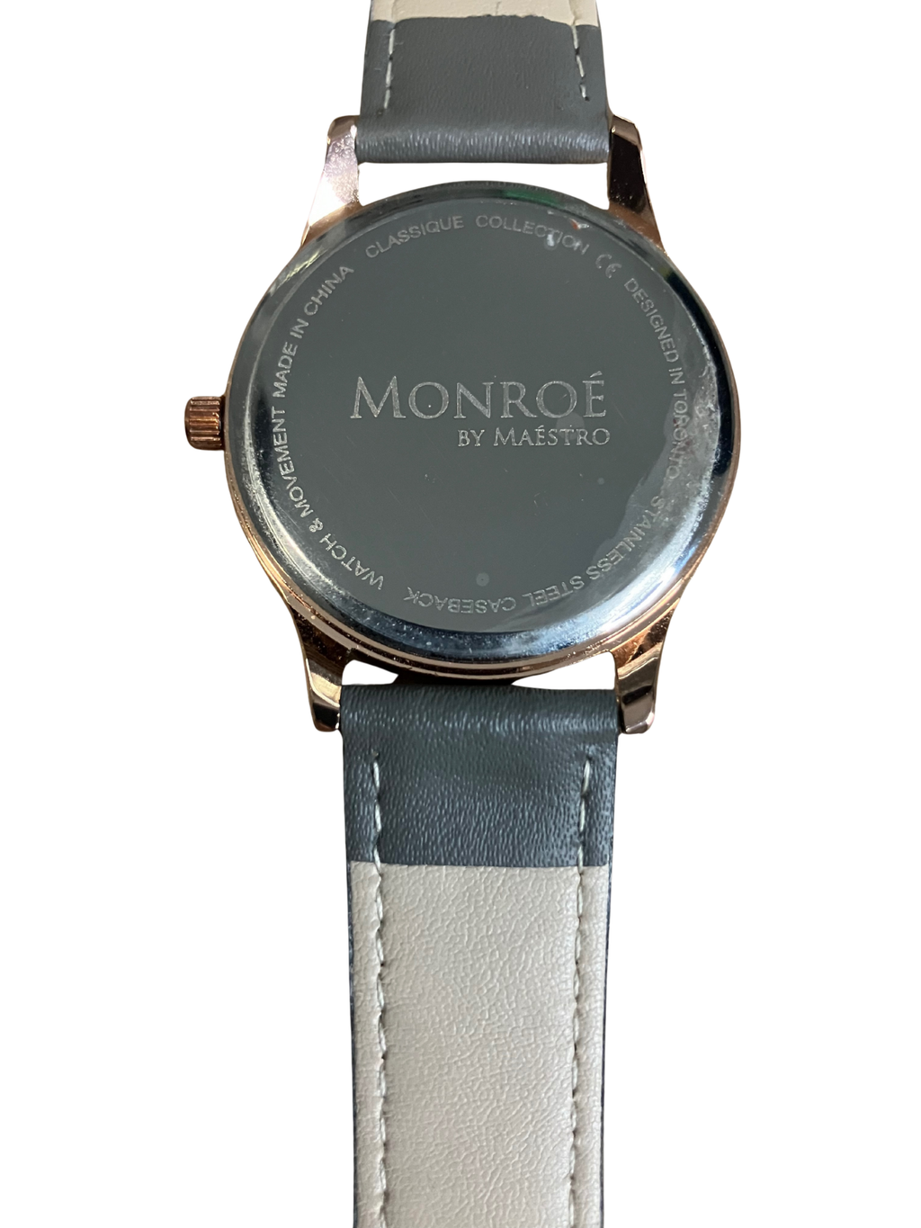 Monroé by Maestro Classique Women's Watch - Rose Gold Gray Leather