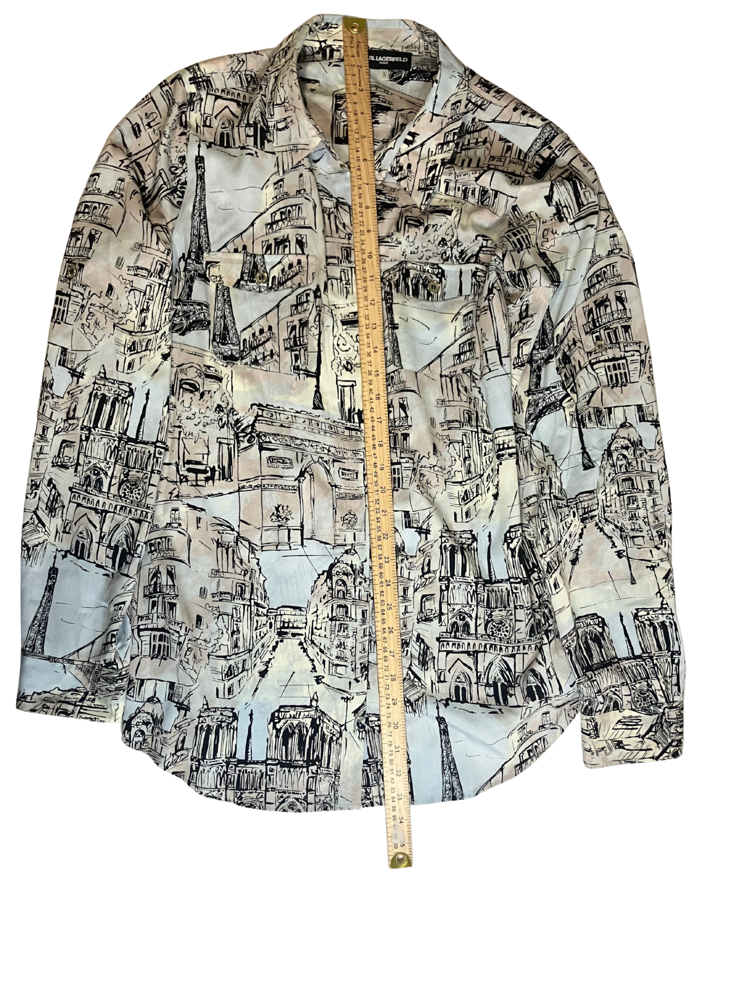 Karl Lagerfeld Paris Parisian Landmarks Print Blouse Size L