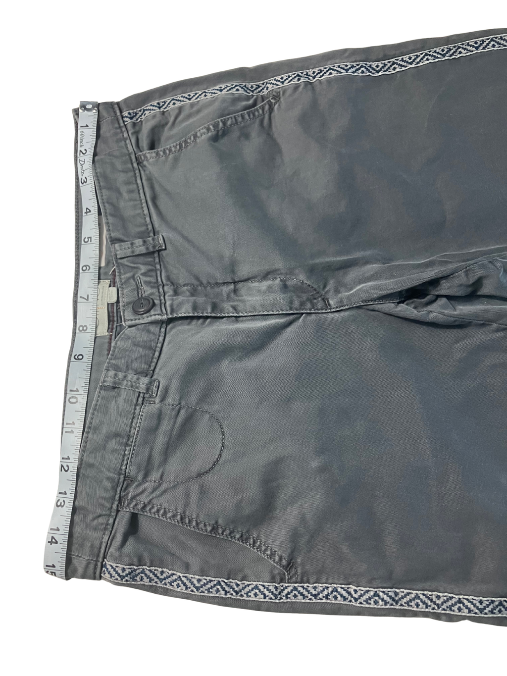 Chino Gray Relaxed Fit Pants with Woven Side Trim - Size 27