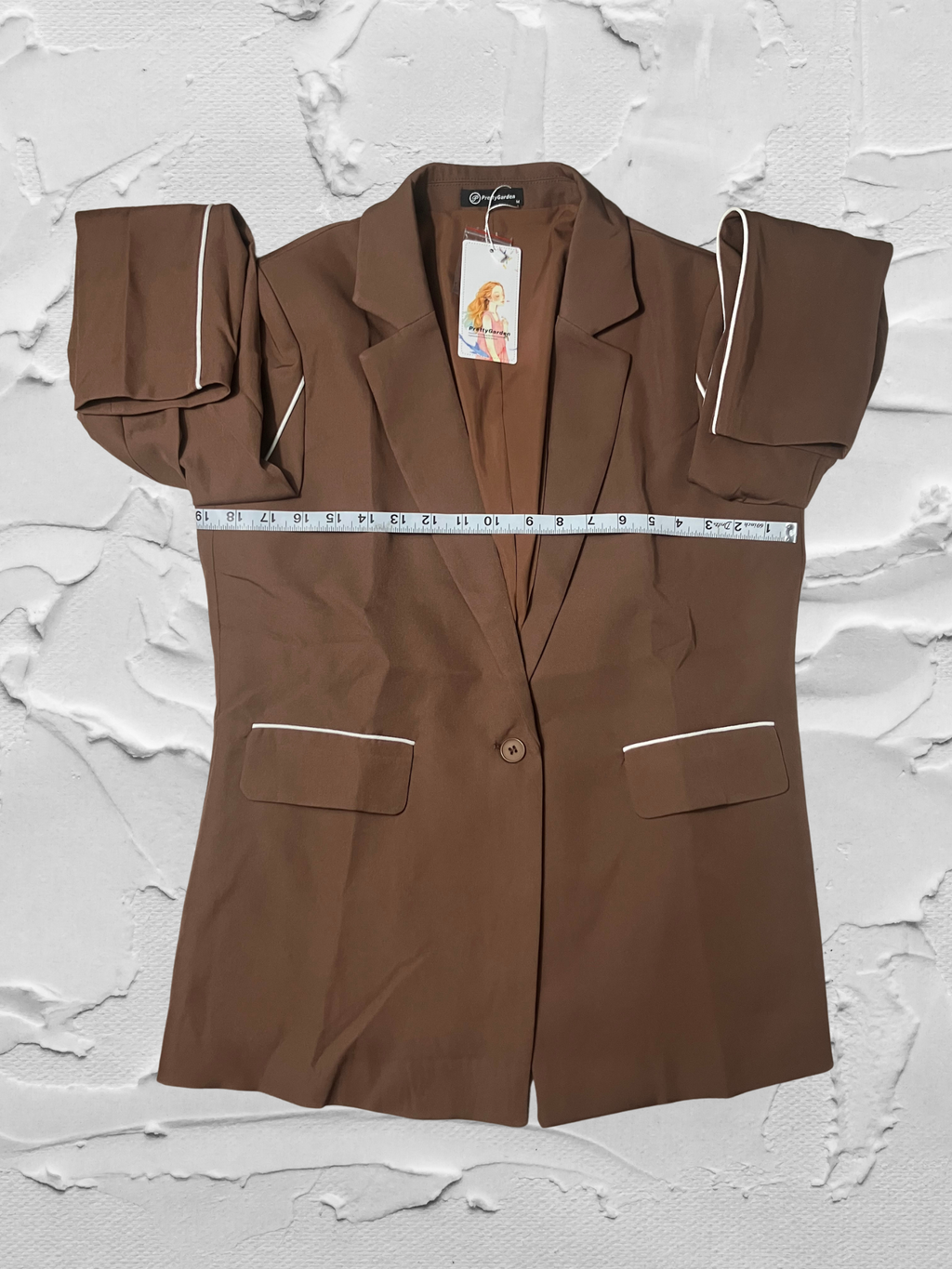Prettygarden — Two-Piece Suit | Chocolate brown with contrast piping · Sz M
