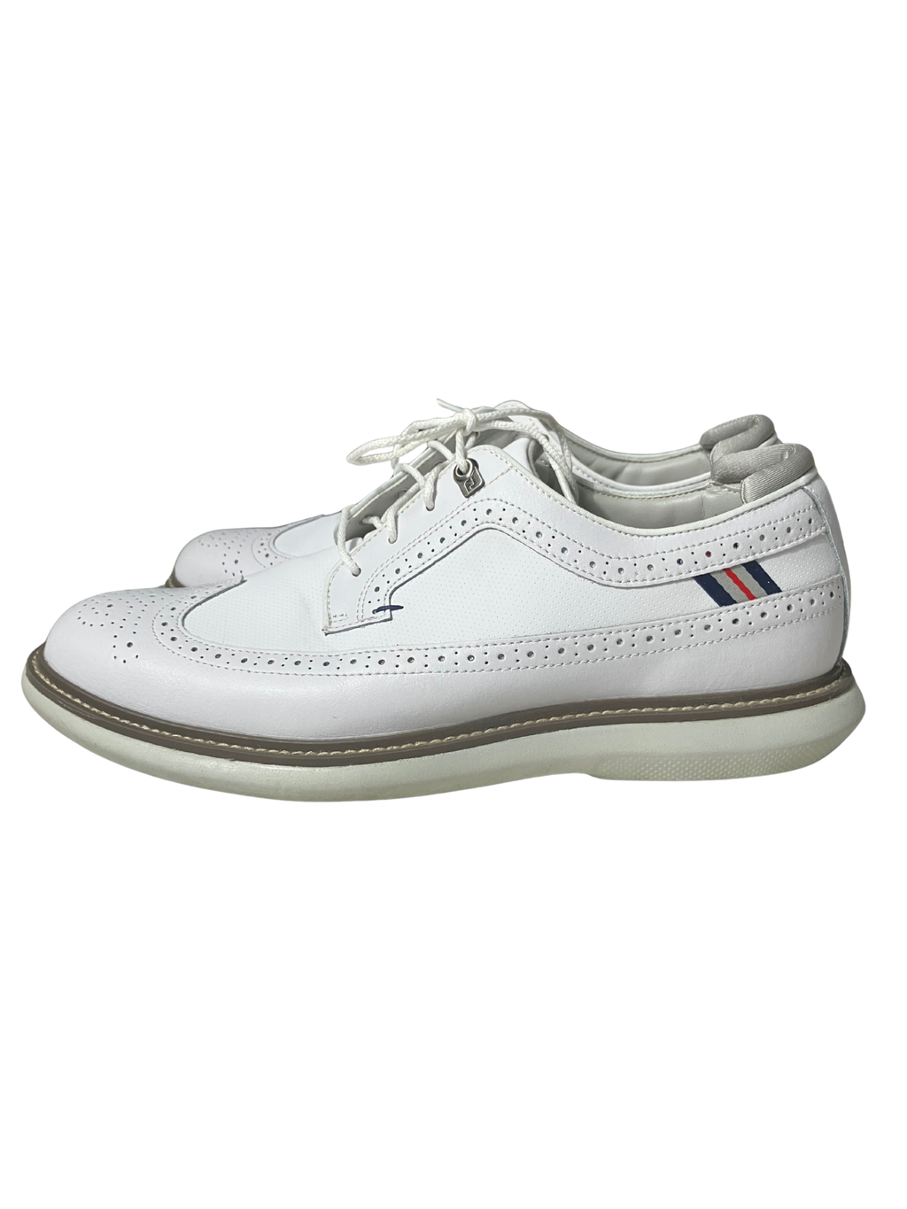 FootJoy White Leather Golf Shoes - Classic Wingtip Spikeless Size 11.5