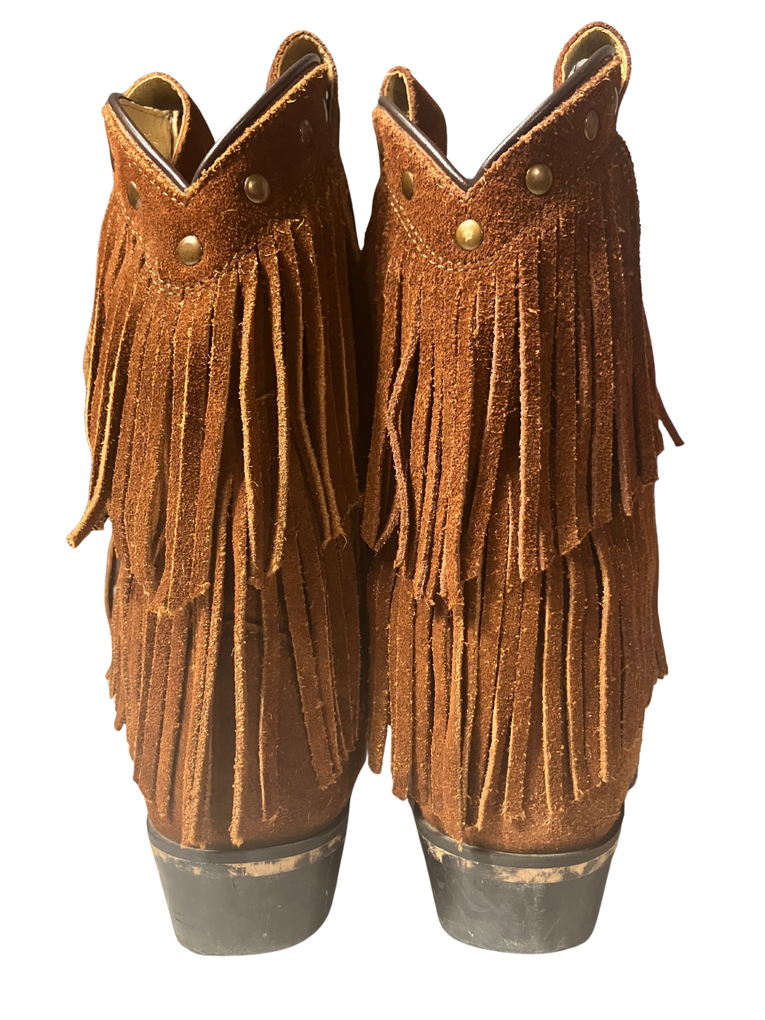 Shyanne Brown Fringe Western Boots - Size 2 Leather Cowboy Boots