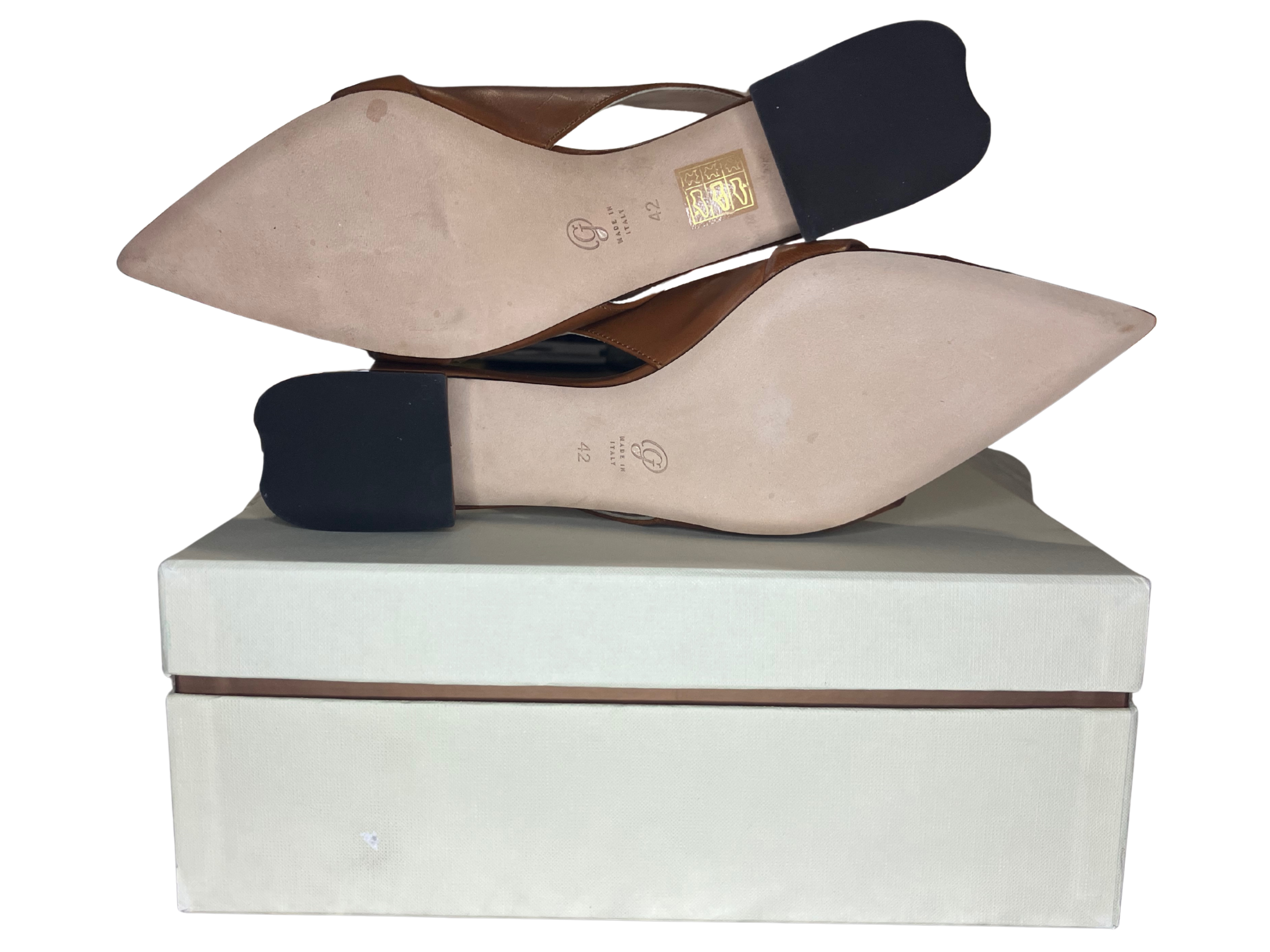 M.GEMI Woven Leather Slingback Flats Size 42 – Italian Crafted Pointed Toe