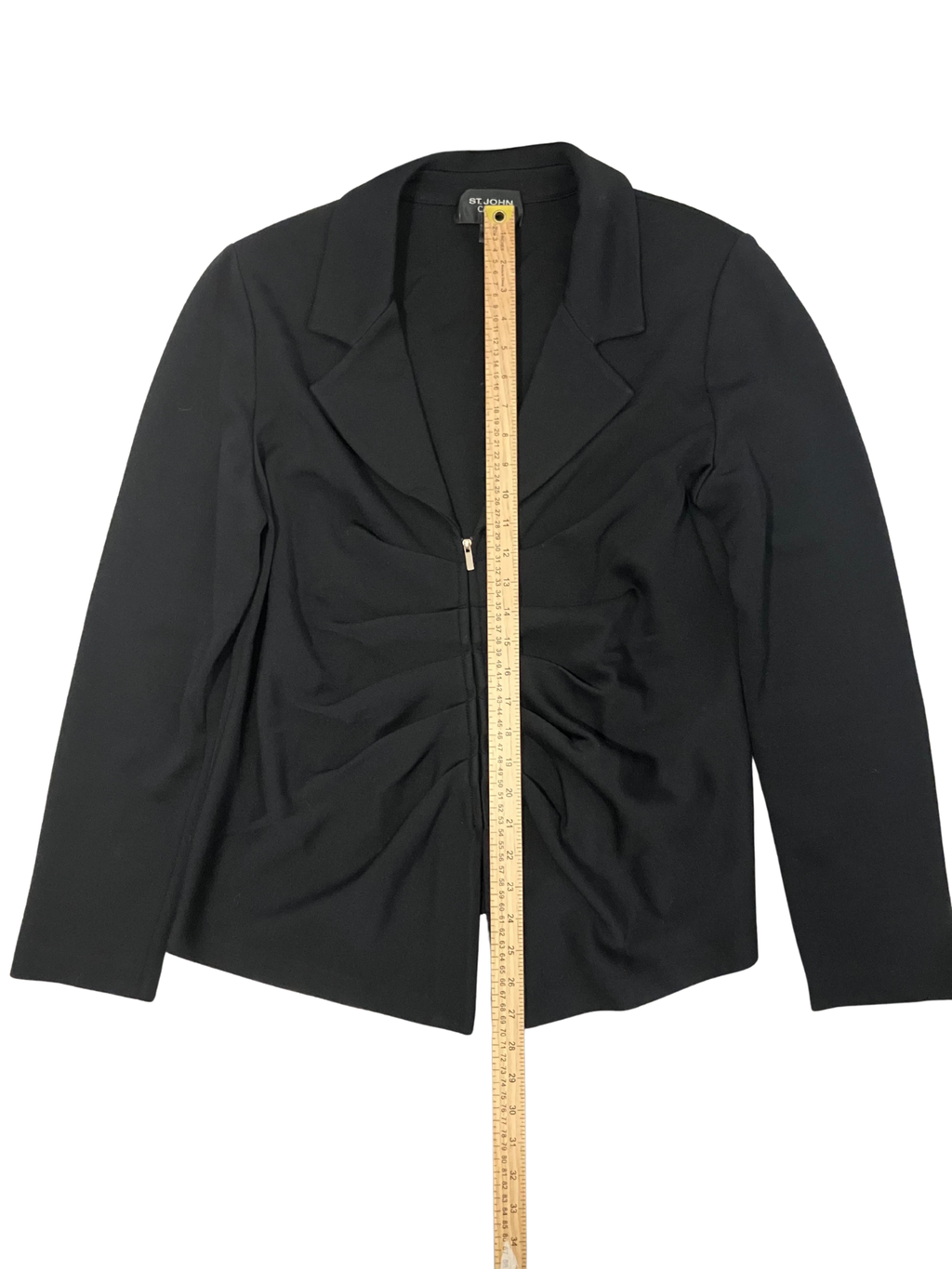 St. John Caviar Black Zip-Front Blazer – Women's Size 16 – Made in USA