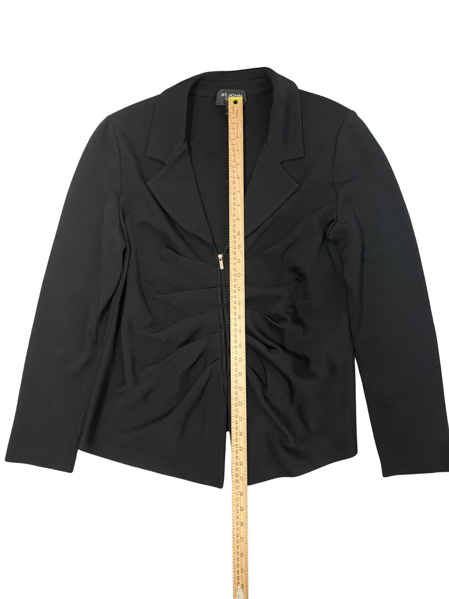 St. John Caviar Black Zip-Front Blazer – Women's Size 16 – Made in USA