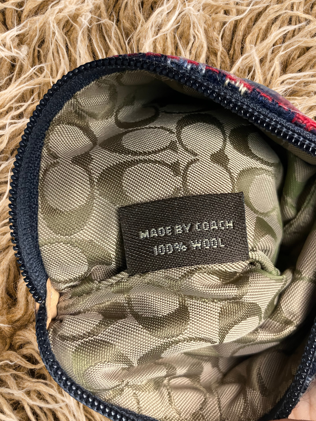 Coach — Clutch Bag | Y2K tartan wool wristlet with suede trim · Sz OS