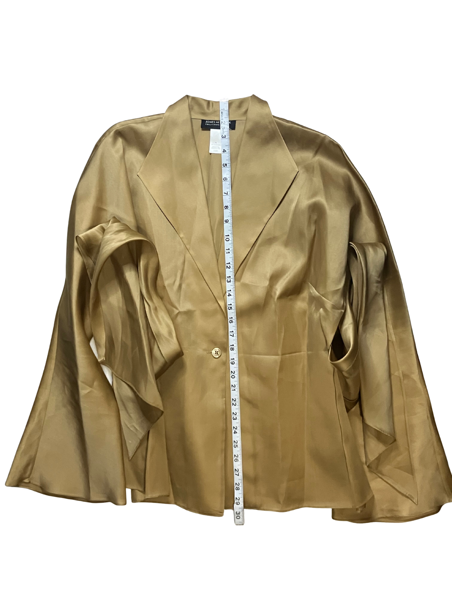 Jones New York Collection Silk Wrap Blazer Champagne Gold Size XL