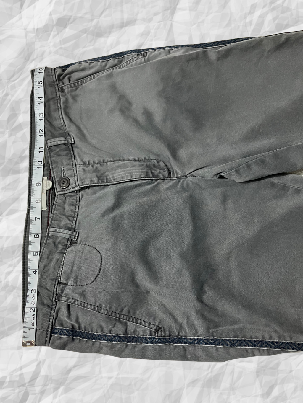 Chino by Anthropologie — Tailored Pants | Slate gray cotton with navy side stripe · Sz 30