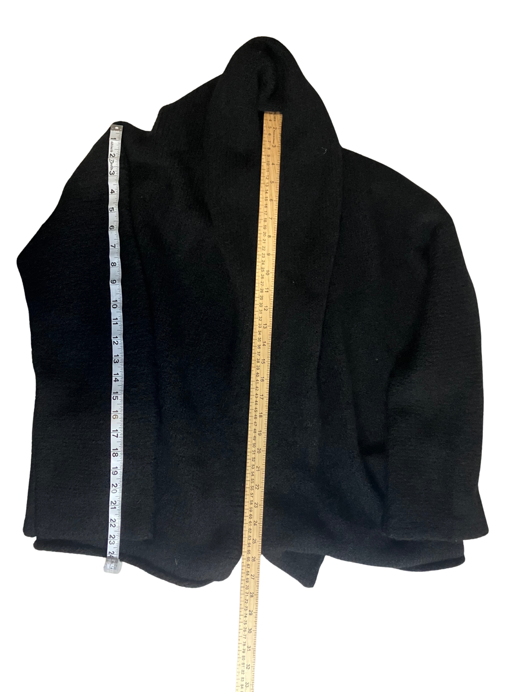 Peruvian Connection Black Bouclé Shawl Collar Cardigan Coat Size L NWT