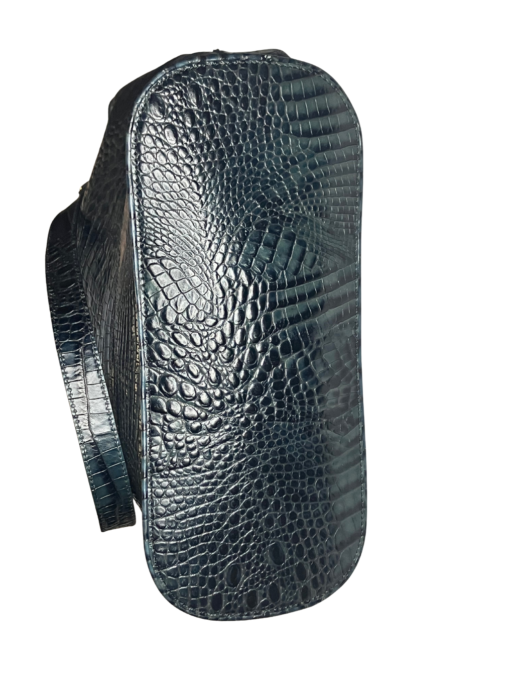 Brahmin Black Croc-Embossed Leather Tote Bag Gold Hardware Authentic