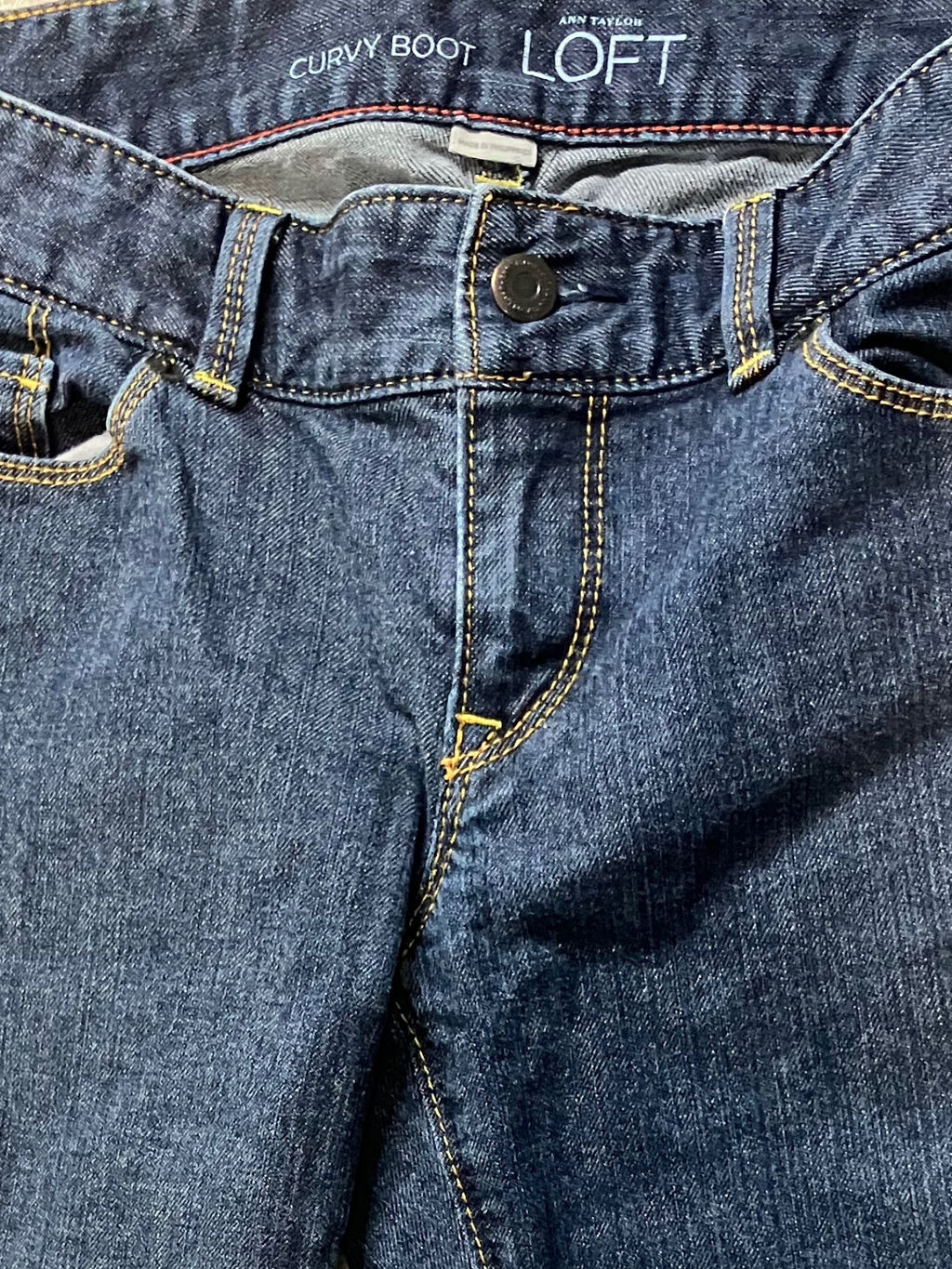 Ann Taylor LOFT Curvy Boot Jeans Size 6P Petite Dark Wash Cotton Stretch