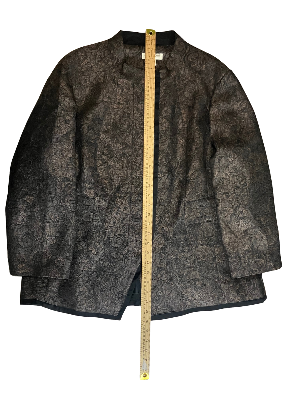 Coldwater Creek Brocade Jacquard Open Front Jacket Women’s 18W Black Metallic