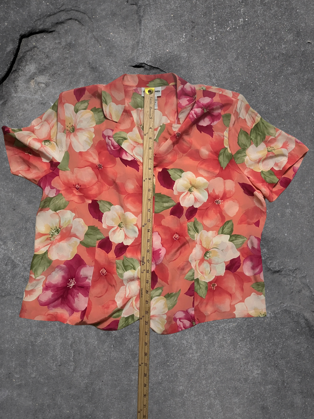 Alfred Dunner — Blouse | Oversized watercolor floral in 100% silk · Sz 18P