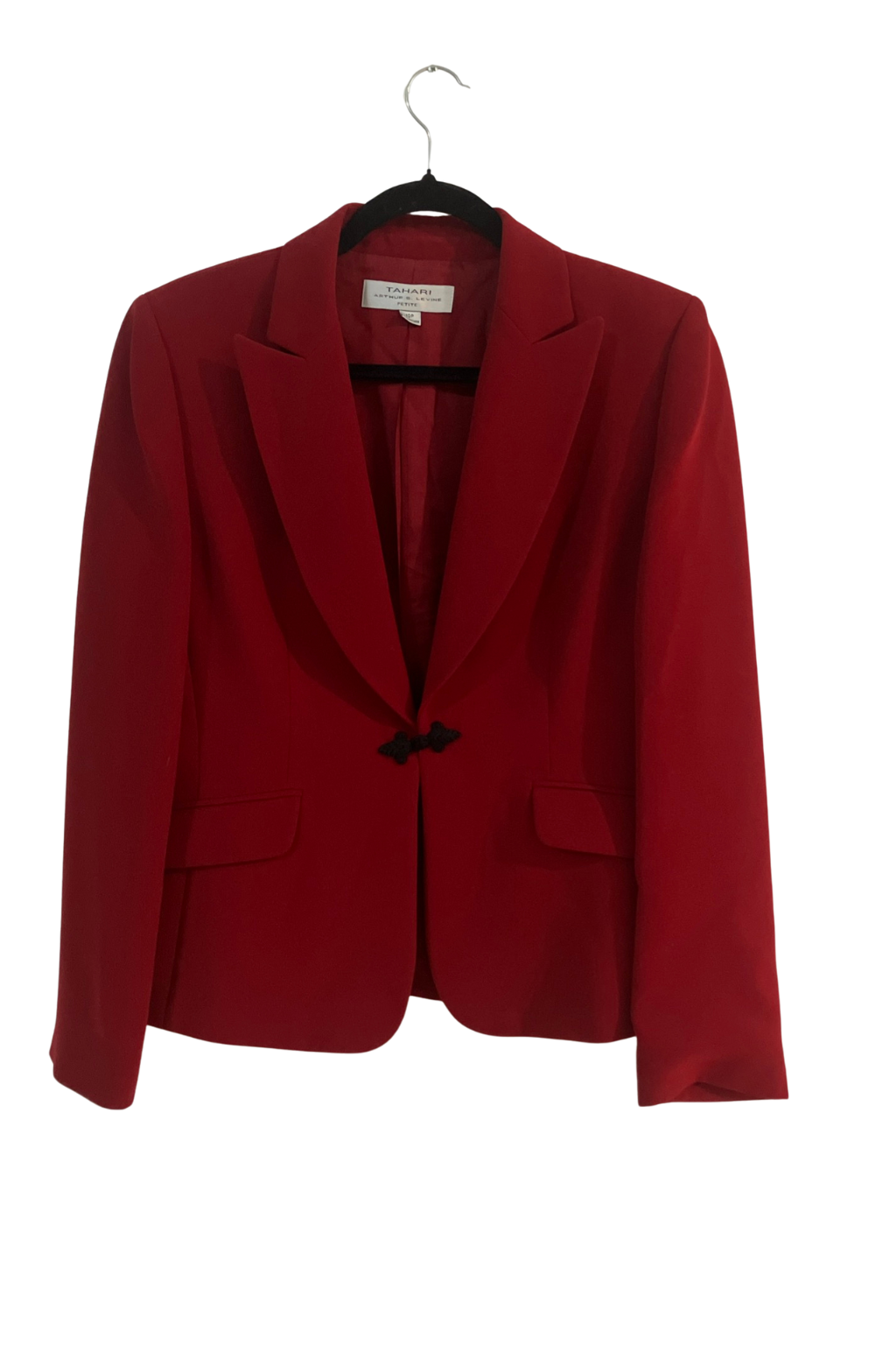 Tahari Arthur S. Levine Red Blazer Women’s Size 10P Black Frog Closure