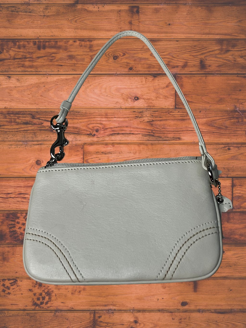 Coach — Shoulder Bag | Sage gray leather with gunmetal hardware · Sz OS