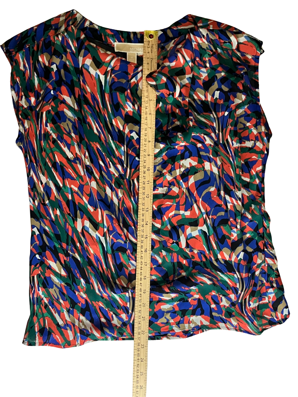 Michael Kors — Sleeveless Blouse | Multicolor abstract print, relaxed drape · Sz M