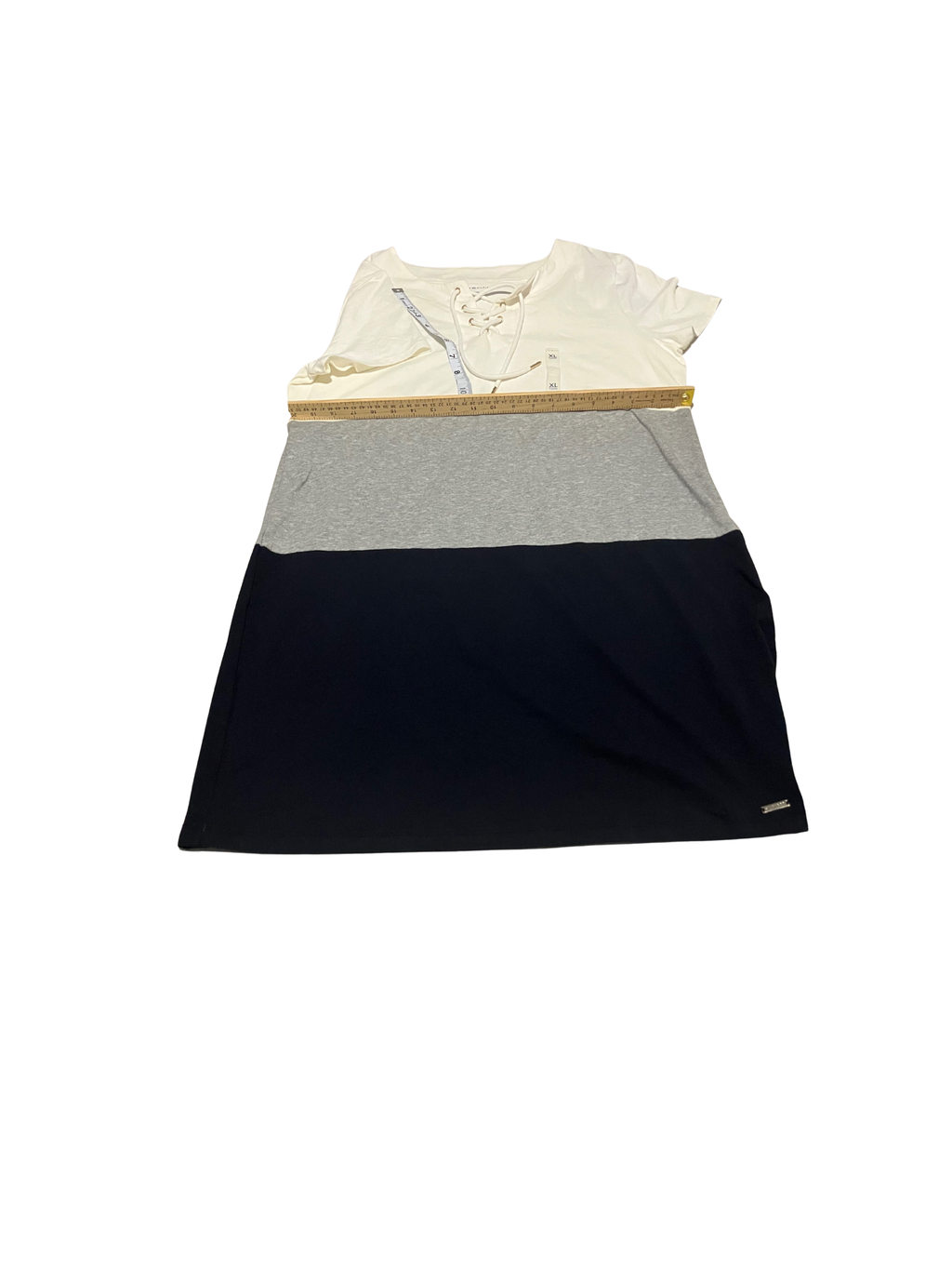 Tommy Hilfiger — Tunic Dress | Cotton colorblock with lace-up neckline · Sz XL
