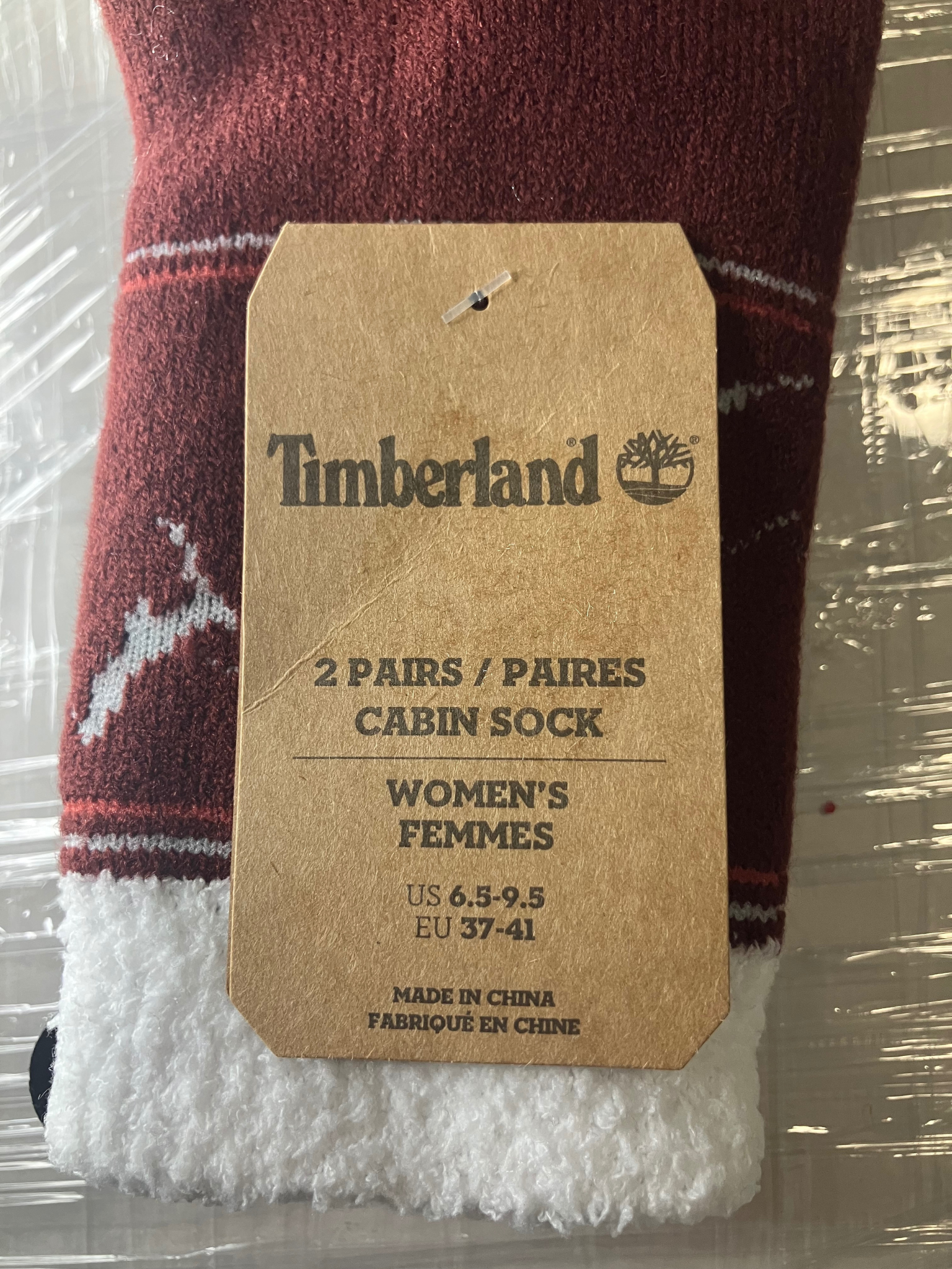 Timberland Women's Cabin Socks 2-Pack – Sherpa Fleece Slipper Socks Burgundy