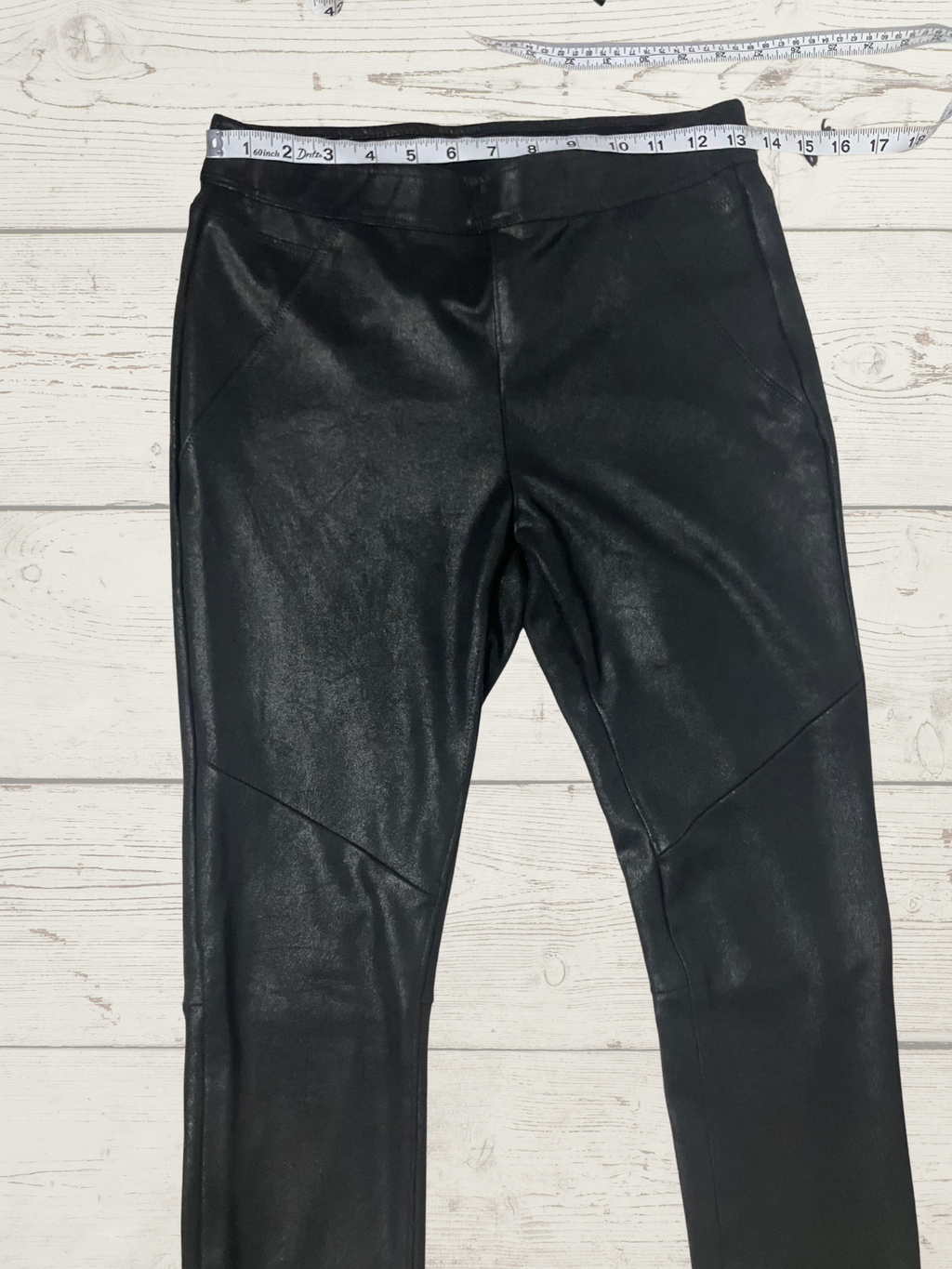 Free People — Leggings | Faux leather paneling, deep black · Sz 4