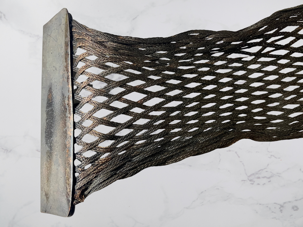 Sarah Cavender — Woven Metal Belt | Oxidized bronze mesh, signed wearable art · Sz 43