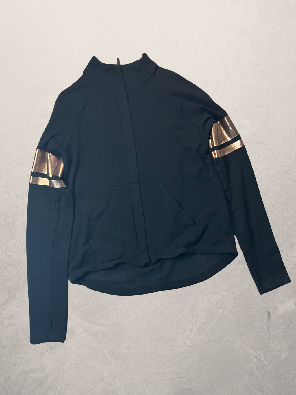 Vimmia — Knit Sweater | Black modal with rose gold metallic detail · Sz S