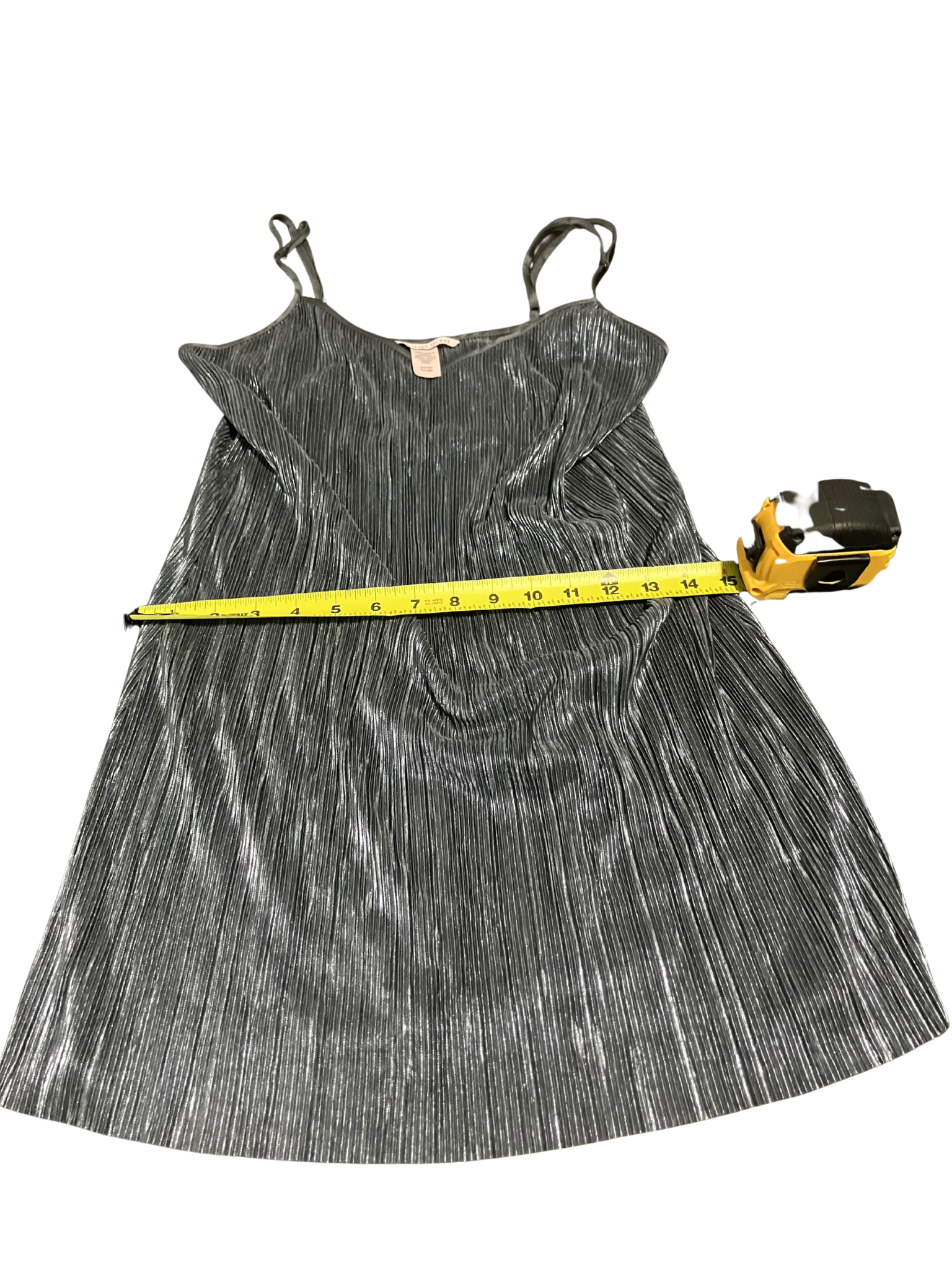 Victoria’s Secret Metallic Pleated Mini Slip Dress – Silver Gray, Size S