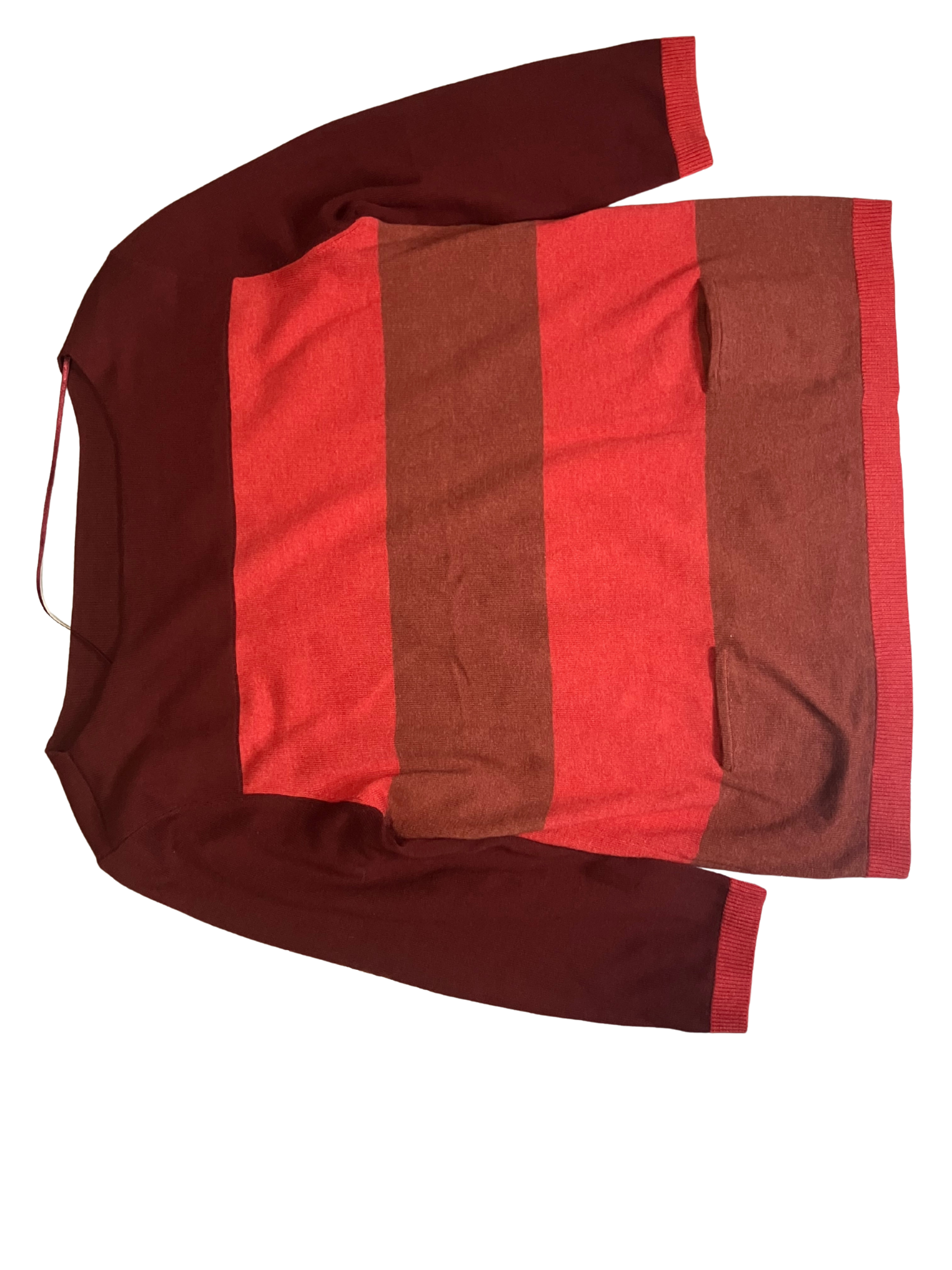 a.n.a Petite Striped Sweater Women's PS Terracotta Coral 3/4 Sleeve