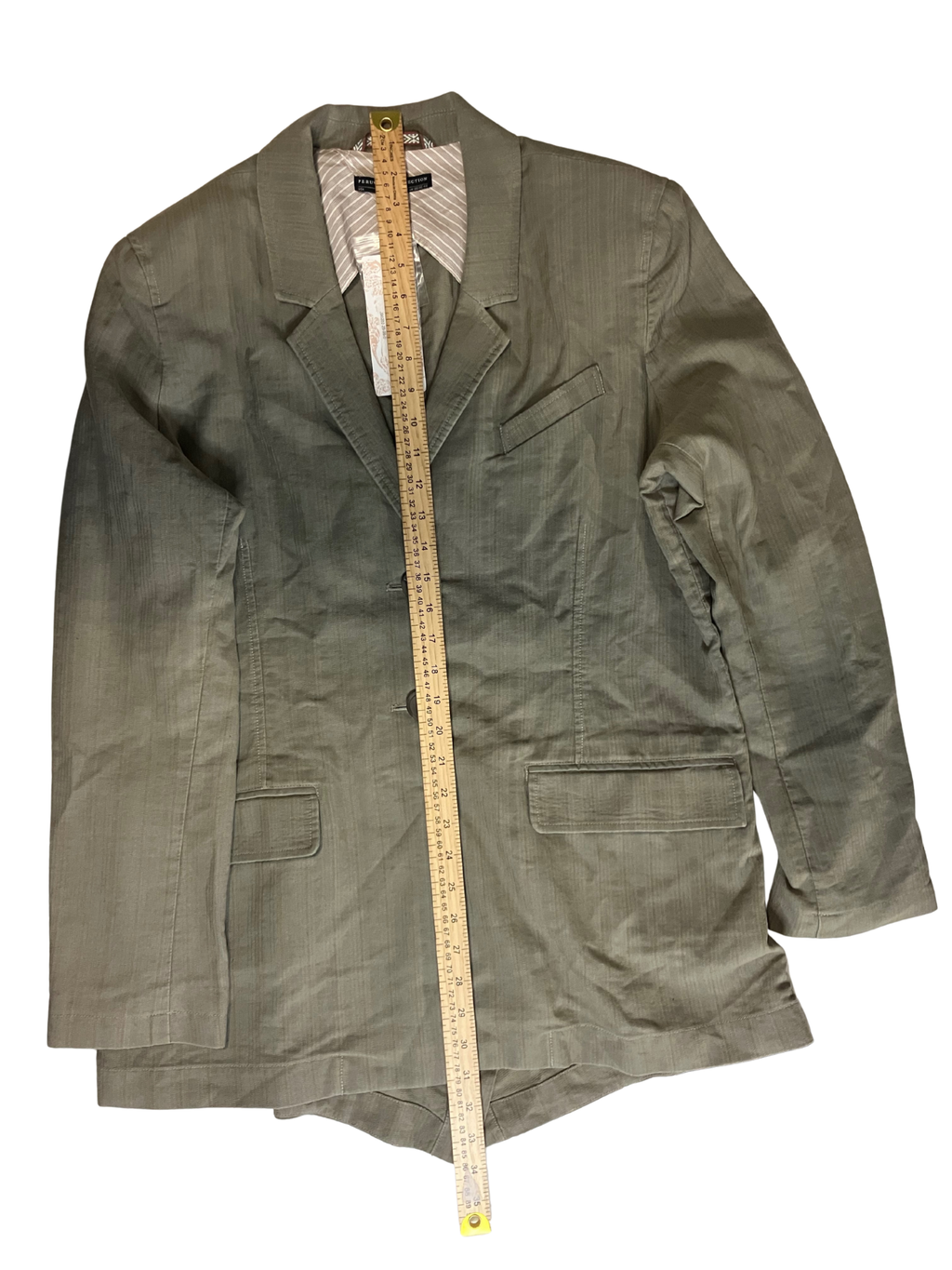 Peruvian Connection Olive Green Textured Linen Blend Blazer Size 16 NWT