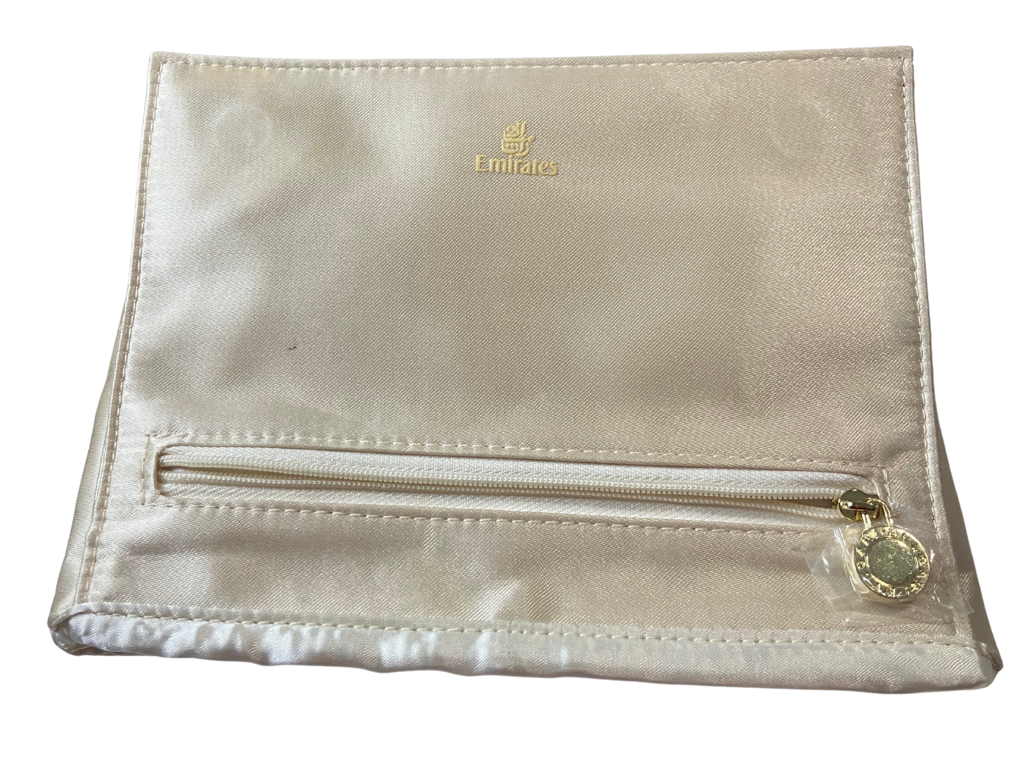 Emirates First Class x BVLGARI Amenity Kit – Cream Satin Cosmetic Clutch