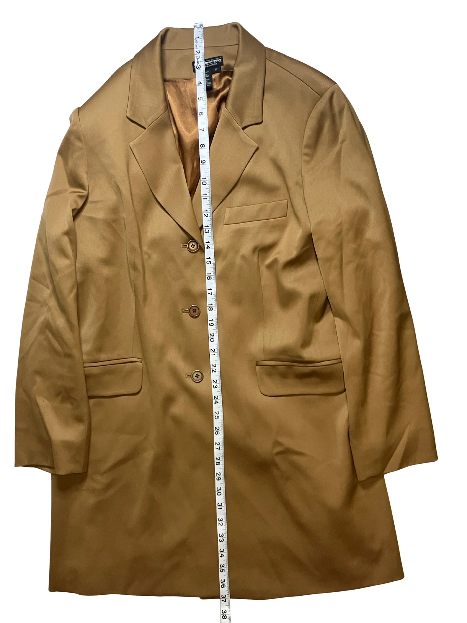 J. Peterman Long Blazer Duster Coat Camel Tan Size 16 XL Vintage Style