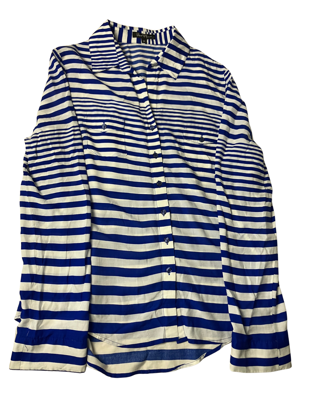 Velvet Heart — Striped Blouse | Nautical rayon, button-front ease · Sz M