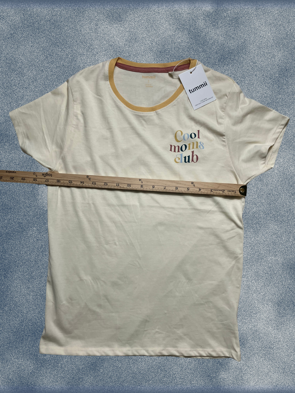 Tummii — Graphic Tee | Cool Moms Club ringer collar in ivory cotton · Sz S