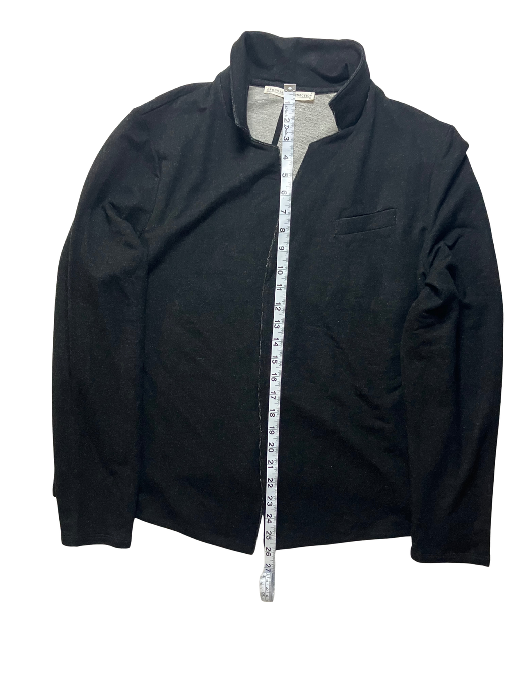 Peruvian Connection Black Open Front Cardigan Jacket Size XL