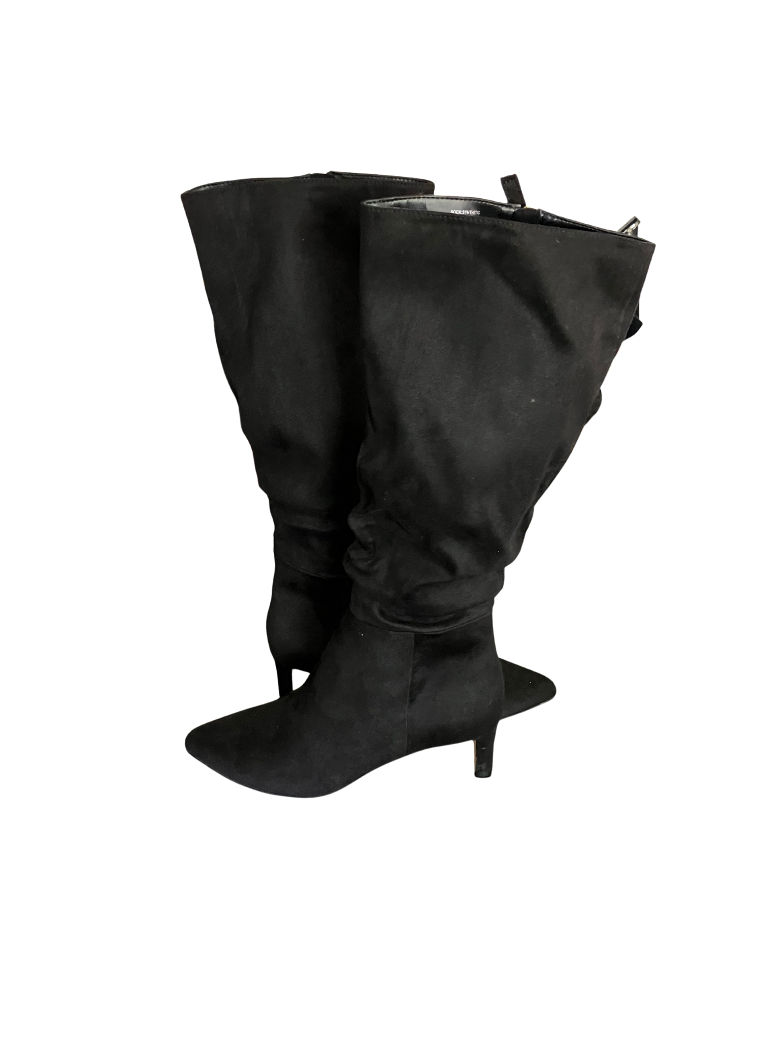 J.CREW Women’s Black Knee High Slouch Boots Size 8 | Suede Look, Kitten Heel