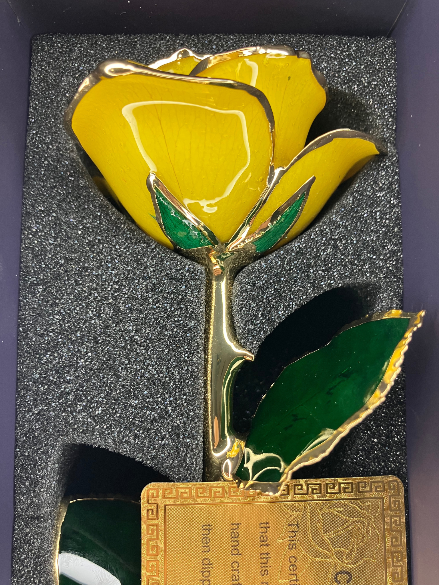 24K Gold-Dipped Real Yellow Rose with Acrylic Stand & SGS Certificate