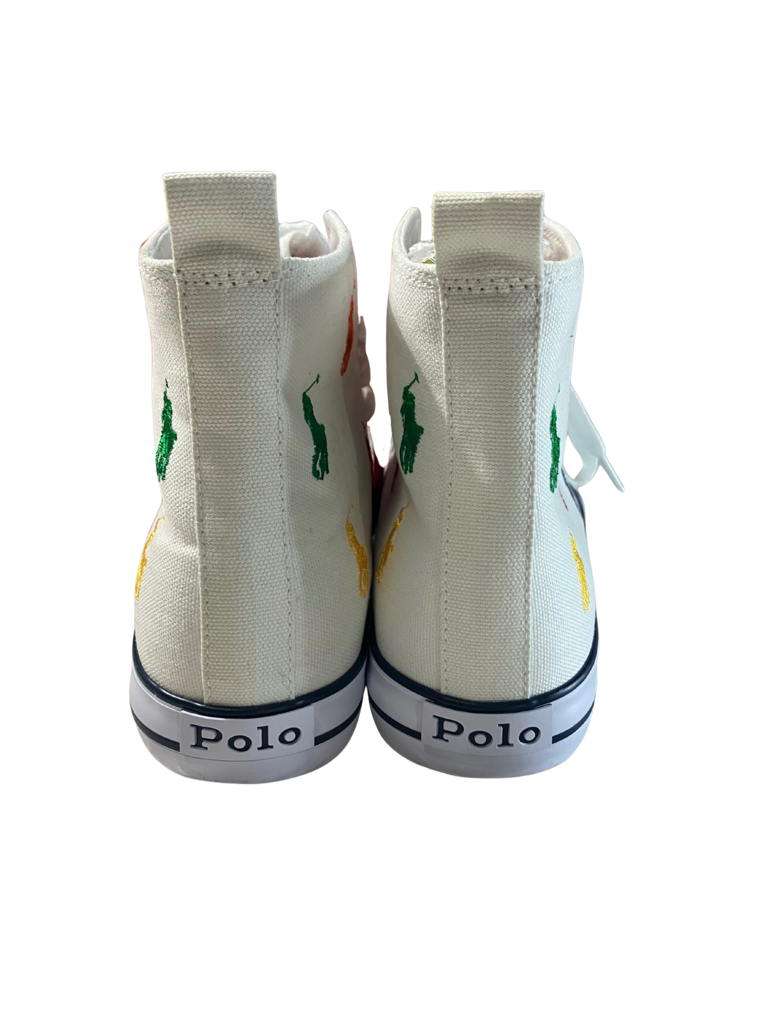 Polo Ralph Lauren High-Top Canvas Sneakers Multicolor Embroidered Logo Size 7