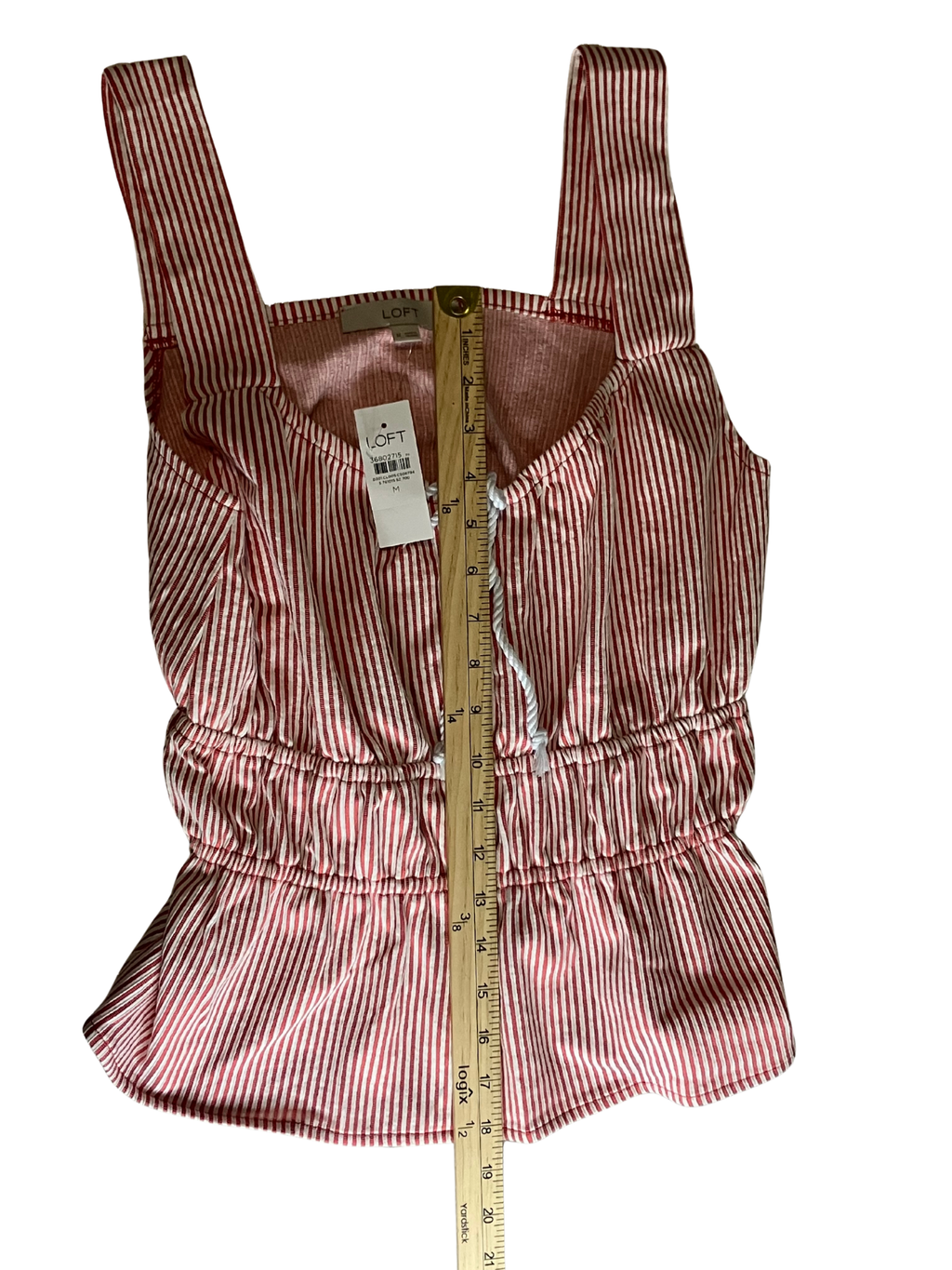 LOFT Red White Striped Sleeveless Top Size M - NWT Nautical Peplum