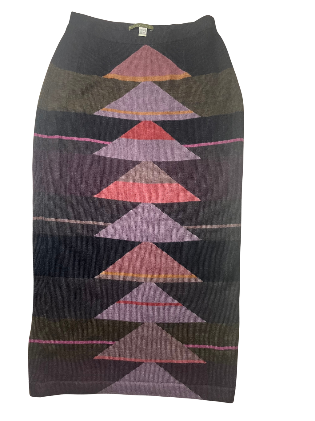 Peruvian Connection — Intarsia Knit Skirt | Baby alpaca & wool, geometric pattern · Sz L