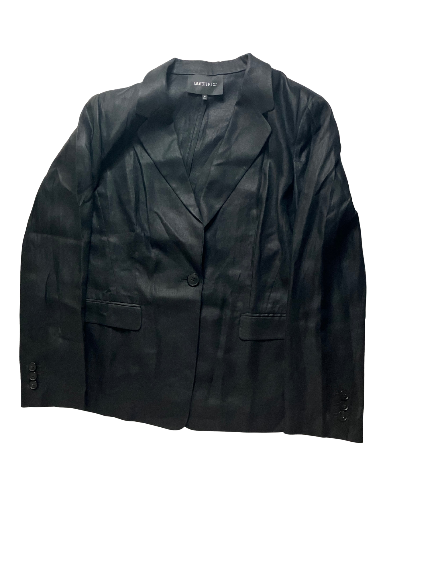 Lafayette 148 New York Black Linen Blazer Size 16 - Premium European Linen