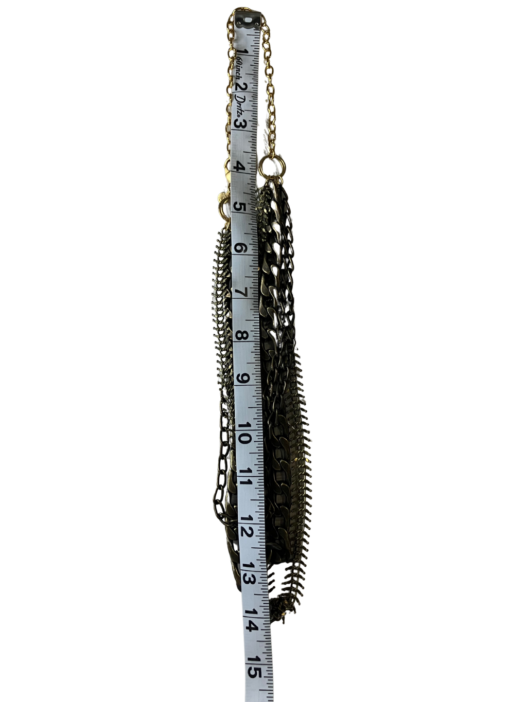 David Aubrey Multi-Layer Statement Necklace Antique Gold Bronze Chains